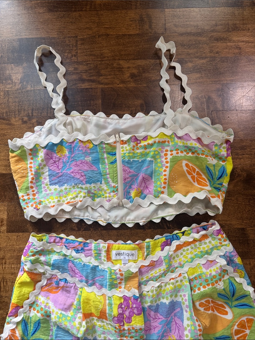 Vestique Tropical Fruit Print Two-Piece Set - Pastel Multi - Fun - Vacation - Picture 4 of 4